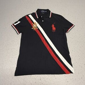 Polo Ralph Lauren Polo Shirt Mens Medium Custom Slim Fit Big Pony Crest Sash